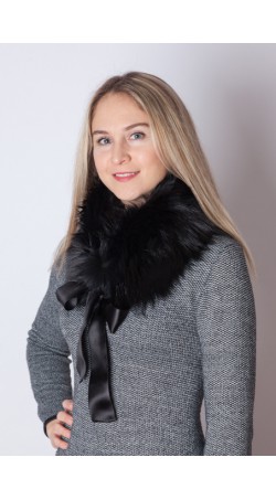 Black fox fur collar - neck warmer